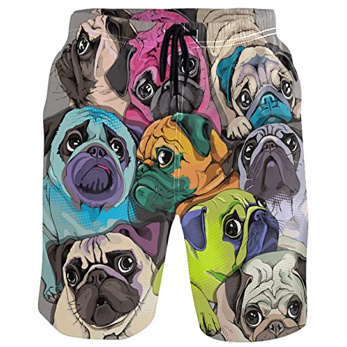 visesunny Men's Beach Short Swim Trunks Colorful French Bulldog Sports Running Bathing Suits…