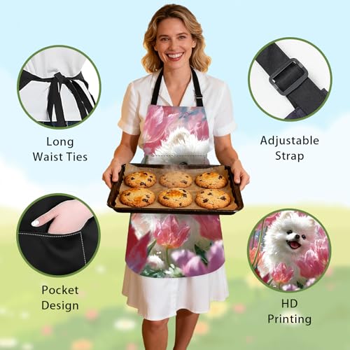 Image of Nuxovilar Decorative Kitchen Apron, 26.77x30.70 Inch Polyester Cooking Wearable Cover