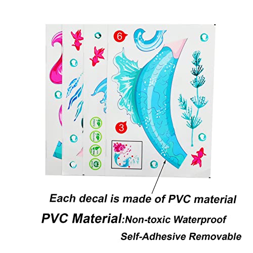Maydahui Little Mermaid Wall Decal Mermaid Fish Seaweed Bubble Wall Stickers (22*24 Inch) Waterproof Peel & Stick Removable Diy Art Mural Decor For Girls Kids Bedroom Nursery Bathroom Christmas Gift #TOP3