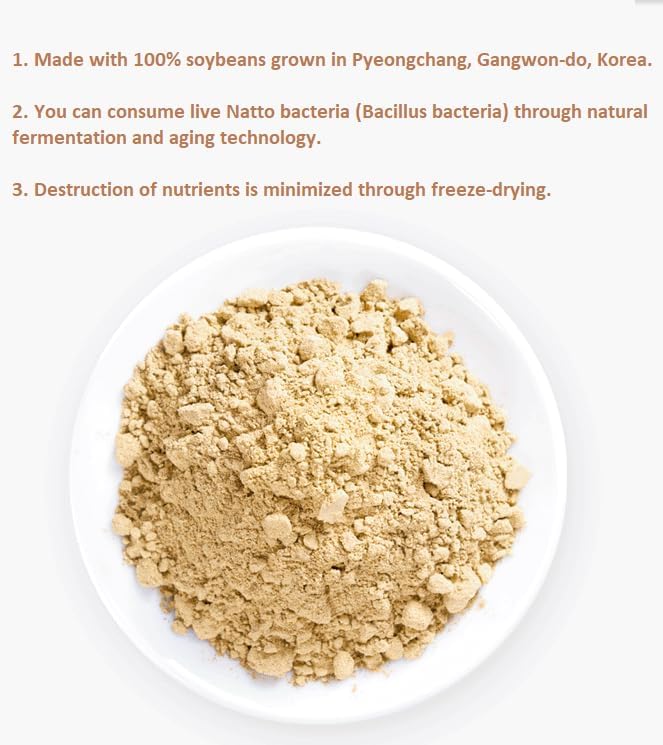 Miniatura 4 de BnGT Soja Natto Polvo 100% Liofilizado Alimentos Fermentados Vitamina 300g (10.6 oz) Nattokinase Corea