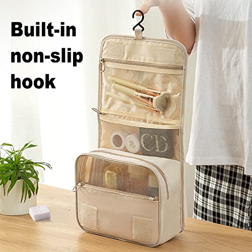 SRVR Hanging Travel Toiletry Bag, Toiletry Bag for Women Toiletry Bags with Hanging Hook (Beige)2