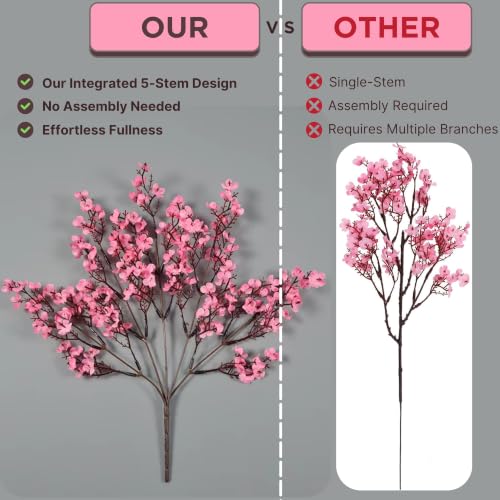 Image of CURATED CART Artificial Flowers Bunch, Baby's Breath Gypsohila Flowers, 1 Bunch for Vase Pot, Home Decoration, Living Room, Wedding, Fake Flowers, Color, (Vase Not Included) (Pink)