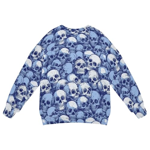 JUNZAN Funny Skull Blue Kids Boys Sweatshirt Hoodie Crewneck