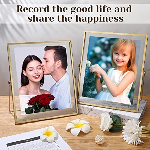 5 Pack Floating Picture Frames 8 X 10 Inch Metal Photo Frames With Glass Cover And Stand Antique Vertical Geometric Floating Frame For Pictures Photos Desk Tabletop Display Decor (Gold) #TOP5