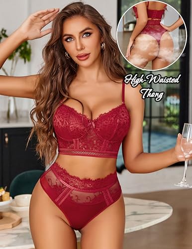 Image of Avidlove Lingerie Sets for Women Bra and High Waist Panty Set 2 Piece Lace Babydoll Outfits S-XXL