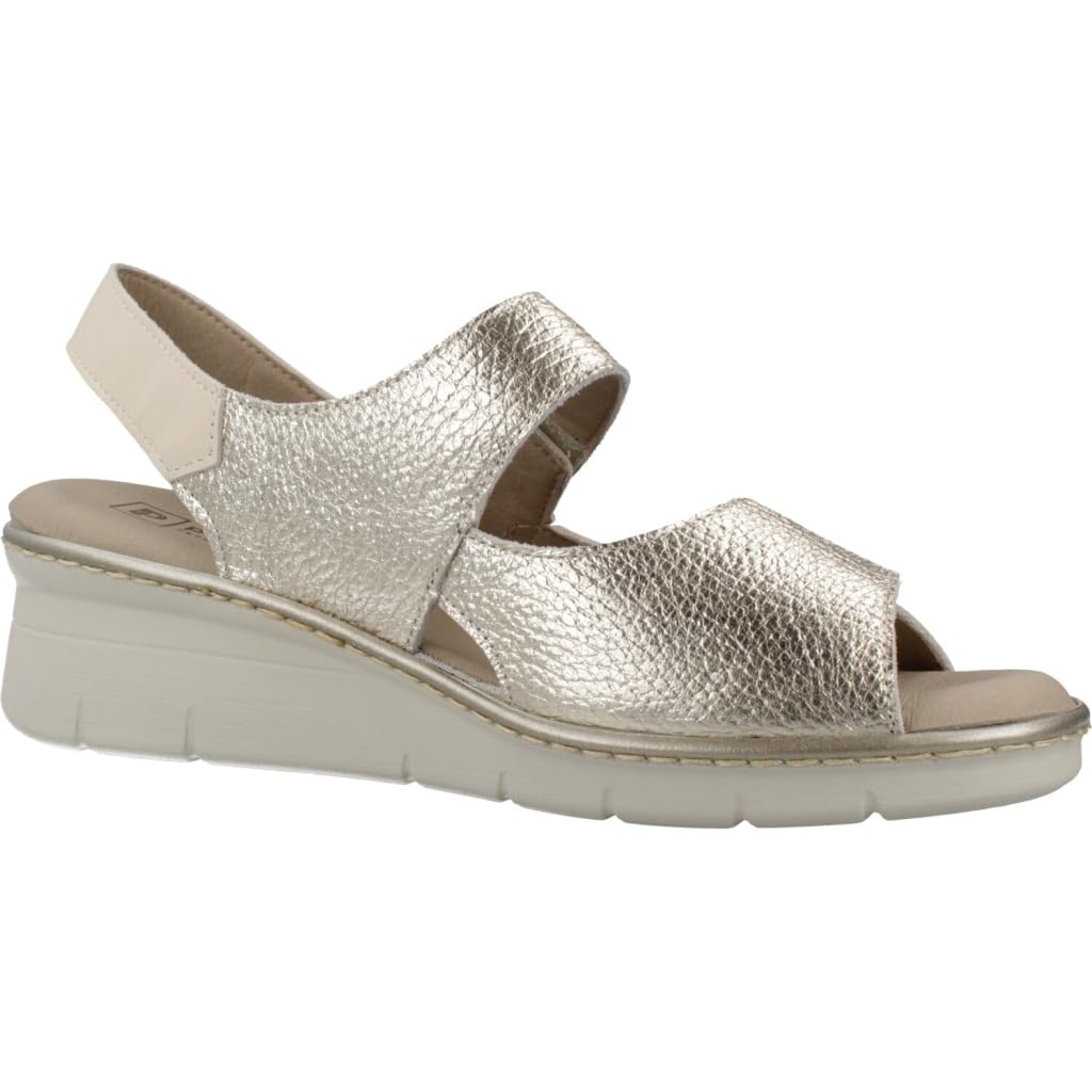 Pitillos - Sandalias Pitillos 11010 Mujer | Color Crema y Oro | Piel con Plantilla Extraíble | Hecho en España - Cuero