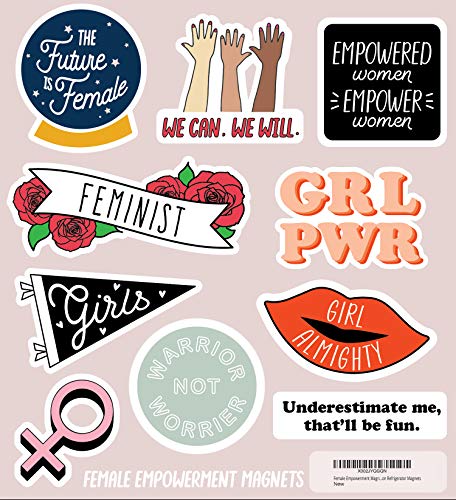 Female Empowerment Magnets/Feminine Magnets Sheet / 10 Feminist Locker Magnets / 1 Positive Affirmation Fridge Magnet Sheet/Girl Power Magnet Pack
