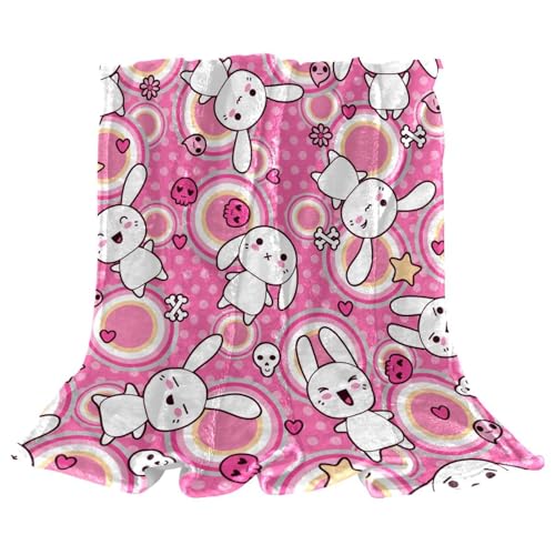 Couverture polaire lapin mignon jeté de canapé microfibre chaude douce 150x130 - 2