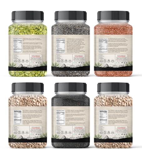 Image of Happywally All Edible Seeds Combo Pack of - 1.5 kg | Chia, Pumpkin, Sunflower, Flax, Watermelon & Basil Seeds 250g Each [Gread - Premium]]