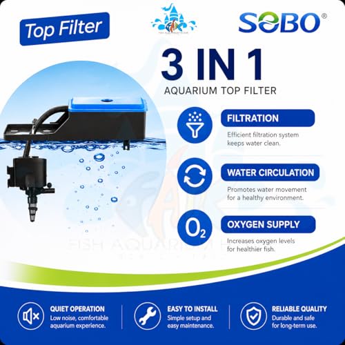Image of FAH WP-2880F Aquarium Internal Filter Pump | 30W, 1800L /H | Submersible Tank Top Filter | For 3-3.5 Ft Tanks | With Filter Media Chambers | Oxygenator Free Cotton Pad