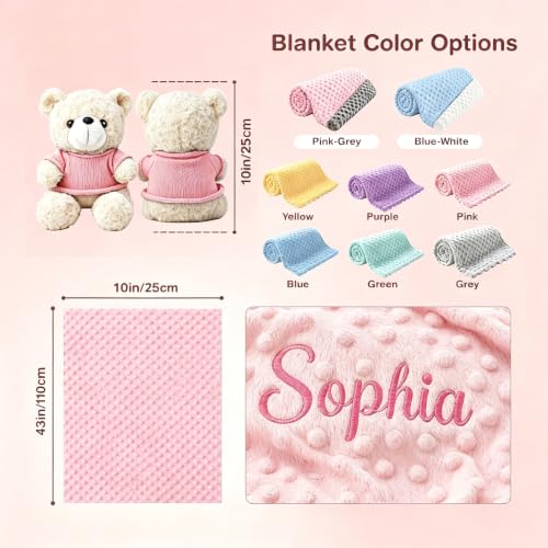 Image of Personalized Baby Name Blanket, Custom Knit Blanket Embroidered with Name, 30x40in Custom Baby Gifts for Boys and Girls, Newborn for Boy /Girl (Personalized Baby Gifts Set)