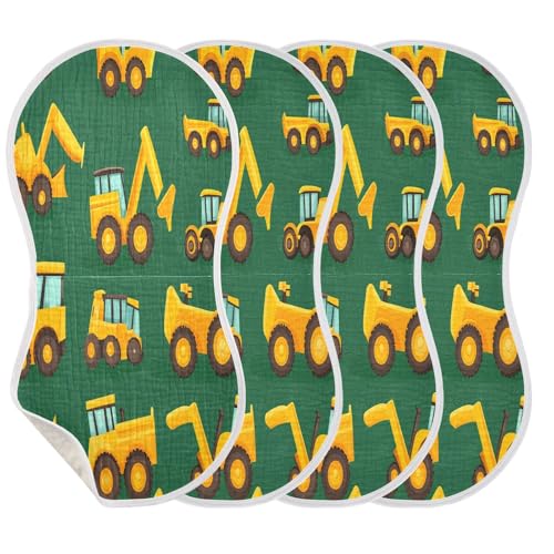 Yellow Truck Burp Cloths Cotton Baby Washcloths,Large 22x11in Burping Cloth Absorbent and Soft for Newborn Baby Boys and Girls,2 Pack3