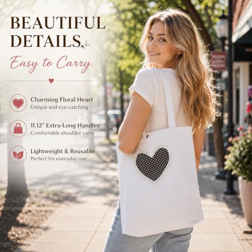 Image of Christian Tote Bag Gift for Women, Canvas Bible Bag Handmade Floral Cross