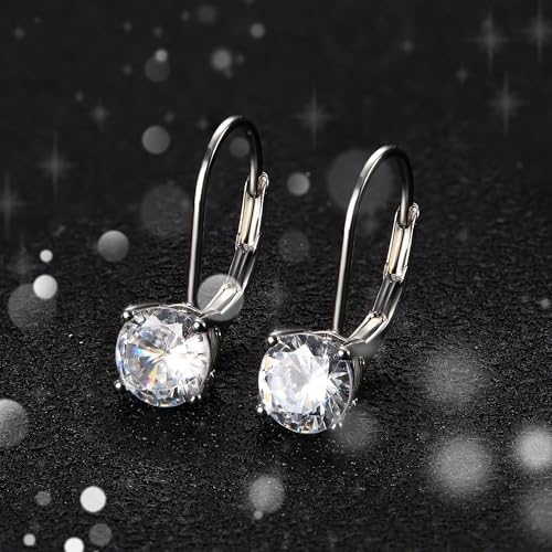 Image of Moissanite Stud Earrings for Men Women, 925 Sterling Silver 18K White Gold Plated, 1CT 6.5mm Round Cut, VVS1 D Color (0.6-2ct)