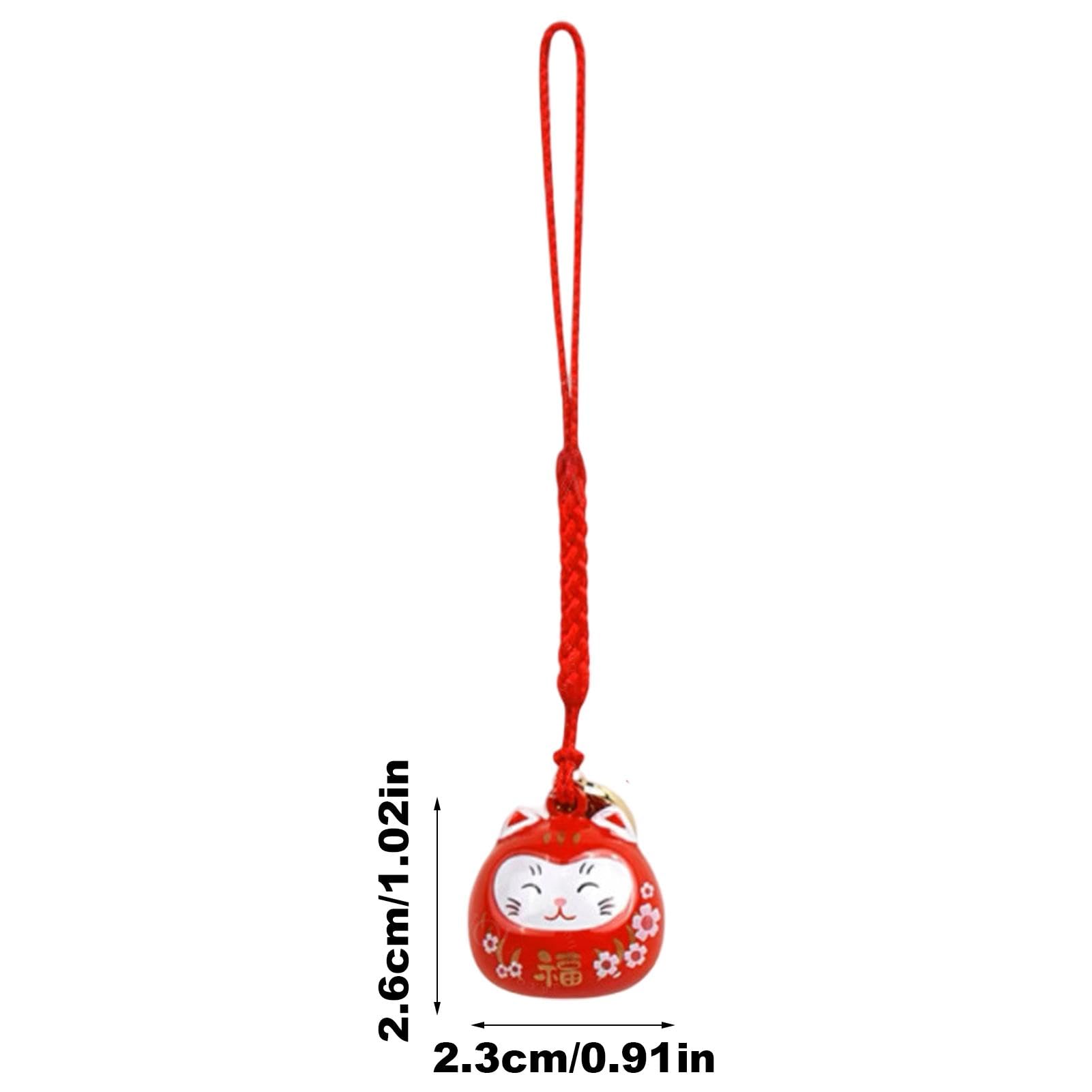 Cloche porte-clé chat porte-bonheur pour téléphone - Pendentif mignon en forme de chat - Symbole de bonheur et de richesse