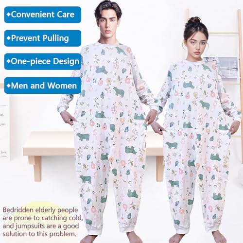 Image of Unisex Anti-Strip Jumpsuit with Back and Leg Zipper,Suitable for,Seniors,Alzheimer's,Incontinence Care,Dementia