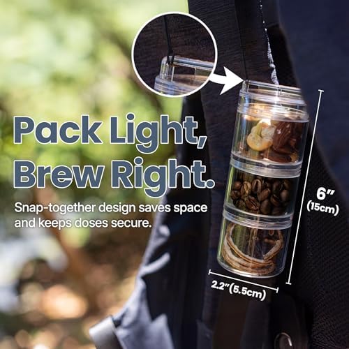 ANKOMN QuarterSeal X7 Airtight Modular Coffee Canister – Single Dose Coffee Bean Storage. Travel Coffee Grounds Container with UV-Protection for Backpacking or Camping. On-the-Go Coffee Accessories. - Thumbnail 2