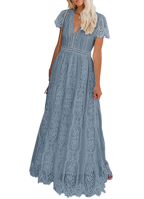 Womens Off Shoulder Lace Wedding Dress Boho Bridesmaid Party Maternity Photoshoot Maxi Dresses