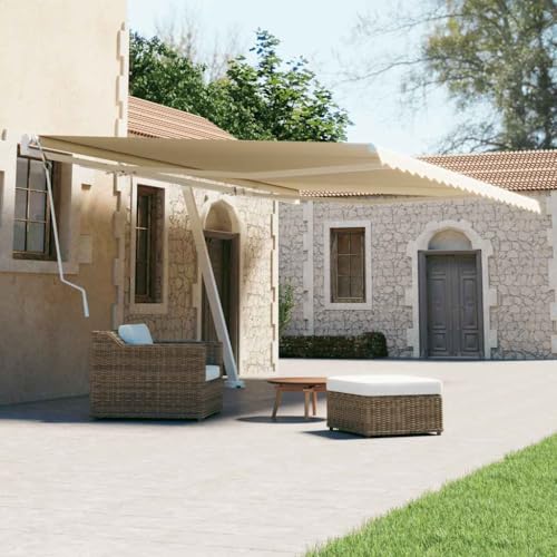 Toldo de pie retráctil Manual Crema 600x300 cm Muebles de jardín
