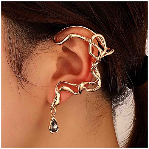 Cimenexe Pendientes De Cristal De La Oreja De Oro Escalador Pendientes Exagerados De La Oreja De Rastreo Punk Twining Cuff Pendientes De Clip De Joyería Para Las Mujeres Y Las Niñas Cover