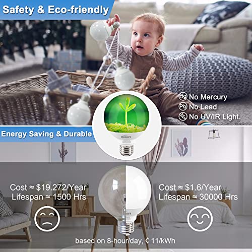 Honesorn 10 Pack G25 Led Globe Light Bulbs, 40 Watt Equivalent, 5000K Daylight Bathroom Light Bulbs E26 Base, Vanity Light Bulbs For Bathroom, Round Bulb Over Mirror, 120V Cri85+ 500Lm Non-Dimmable #TOP4