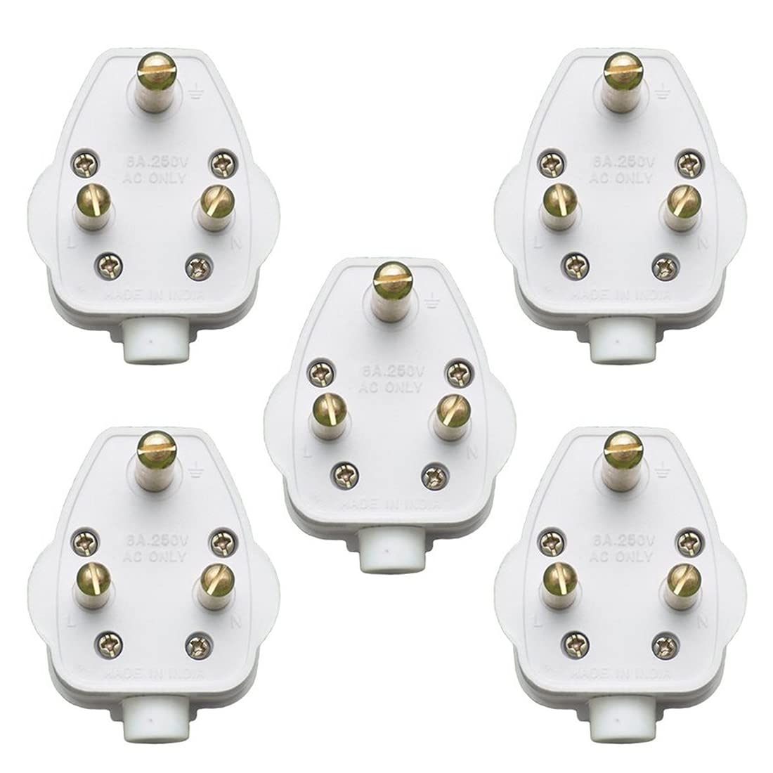 Eshopglee Polycarbonate 3 Pin Plug Top Heavy Duty 6A Universal Brass Socket Pack of 5 (B09C68LFZW) Amazon Price History, Amazon Price Tracker