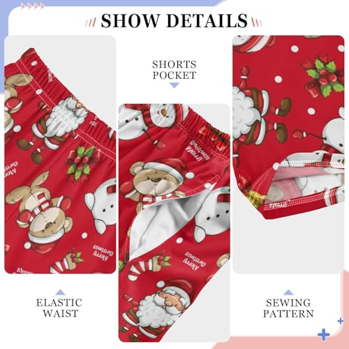 Christmas Bear Snowman Boys Long Pants Soft Trousers Elastic Waist Kids Lounge Bottoms with Pockets S-XL4