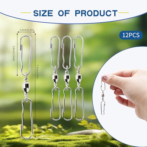 Rasimo Accessories for Wind Spinner, 12 PCS Smooth Spinning Dual Clip Swivels Wind Spinner Hangers Spiral Tails Twisters Wind Socks, for Spinning Windsocks, Kites, Flower Pots, Bird Feeders, Flags