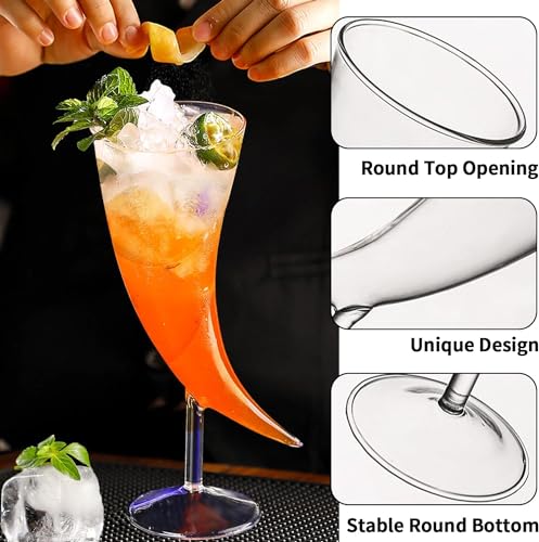 Image of Melbify Horn Shaped Beer Glasses | Set of 2 | 350 ml | Curved Beer Glass | Large | Big | Unique| Exclusive| Horn Beer Glass Super Tall
