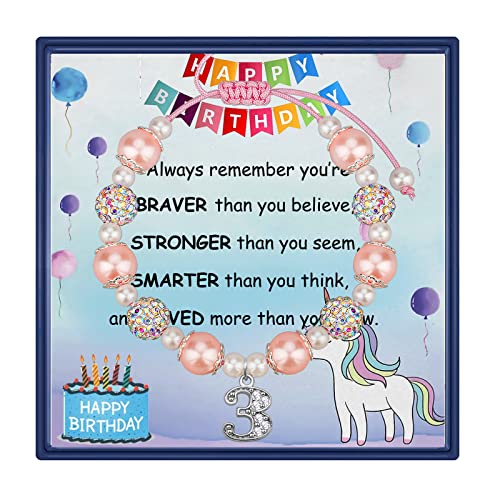 Image of PARTNER 2nd-13th Birthday Gifts for Her, Pink Pearl and Rhinestone Number Charm Bracelet for Girls Daughter Niece Granddaughter Sister