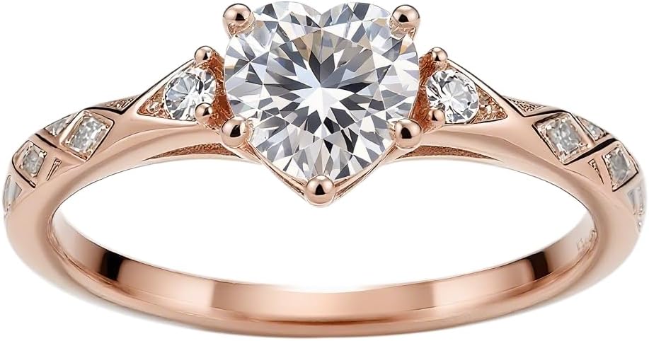 1-3 Carat Women's Moissanite Heart/Princess/Round/Oval/Teardrop Shaped Ring, Customizable 925 Sterling Silver Heart Shaped Promise Ring, Women's Promise Eternity Ring, Engagement Jewelry, Suitable for Wedding, Anniversary, Christmas
