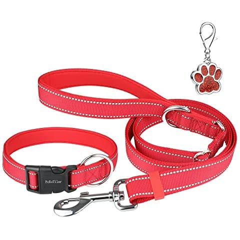 Reflective Neoprene Dog Collar and Lead Set Cover