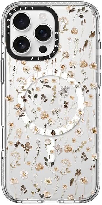 CASETiFY Clear iPhone 16 Pro Max Case [Not Yellowing / 6.6 ft. 3X Military Grade Drop Protection/Magsafe] - Wildflower Friday - Clear