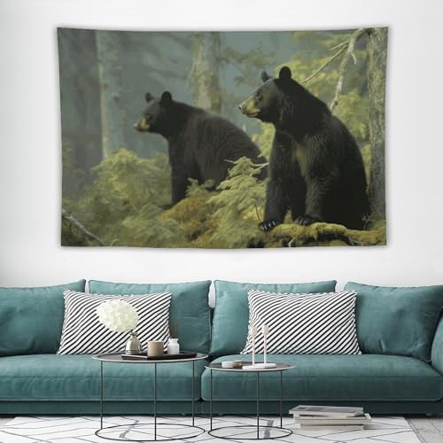 Tapisserie murale ours noirs pour créer une ambiance de chambre cosy