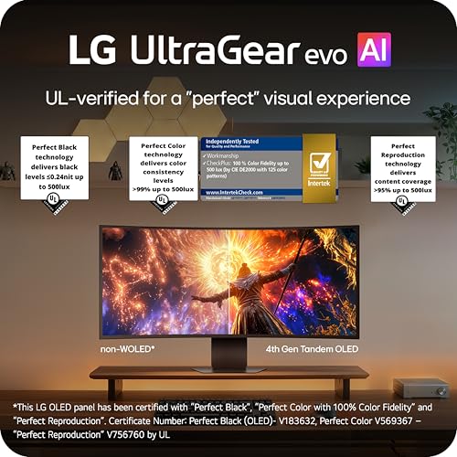 Image of LG 39GX950B-B 39-inch Ultragear evo 5K2K WUHD (5120 x 2160) OLED Curved Gaming Monitor, Dual-Mode,165Hz, 0.03ms, NVIDIA G-Sync, FreeSync Premium Pro, DisplayHDR True Black 500, HDMI, DP, USB-C, Black