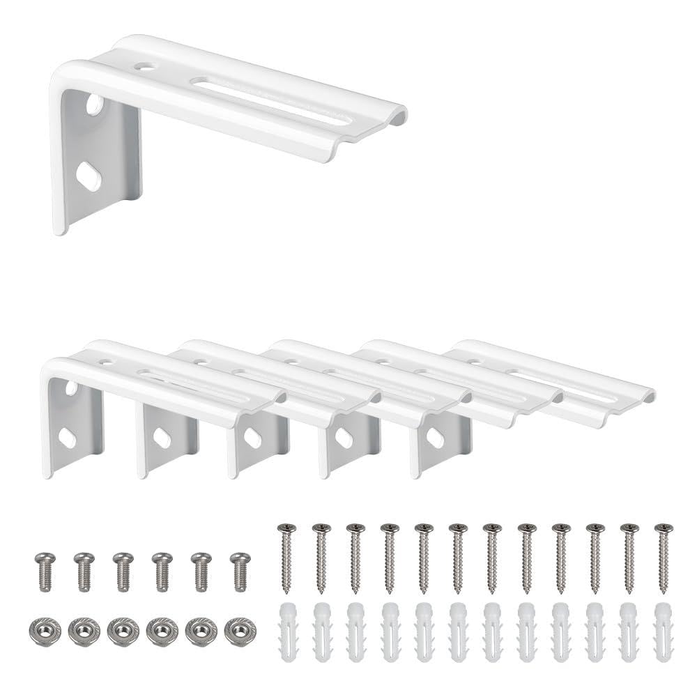6-Pack Multipurpose Wall Mounted Curtain Bracket Thickened Metal and Super Strong Load-Bearing Capacity(White)
