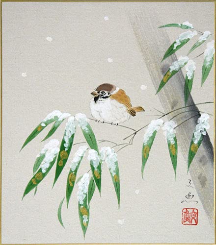 掛軸 紫陽花 筆者：中谷文魚 高級色紙「紫陽花」文魚（色紙絵）送料