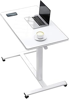 Standing Desk Stand Standing Desk, Portable Mobile Height Adjustable Desk Converter, Ergonomic Desktop Workstation Riser - White