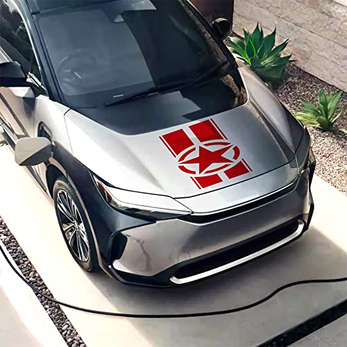 Fochutech Us Army Star Hood Stickers, Military Star Vinyl Hood Decals For Truck Pickup Vans Suv Off Road, Star Stripes Car Graphics Decals For Hood, Car Body Side Stickers 1 Pcs 35.4X17.7 Inch (Red) #TOP7