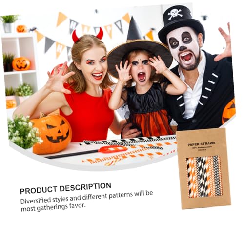 100 pitillos desechables de papel Kraft para Halloween miniatura 6