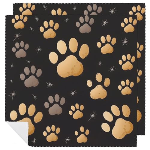 Servilletas de tela decorativas con estampado de patas de perro 2 piezas miniatura 1