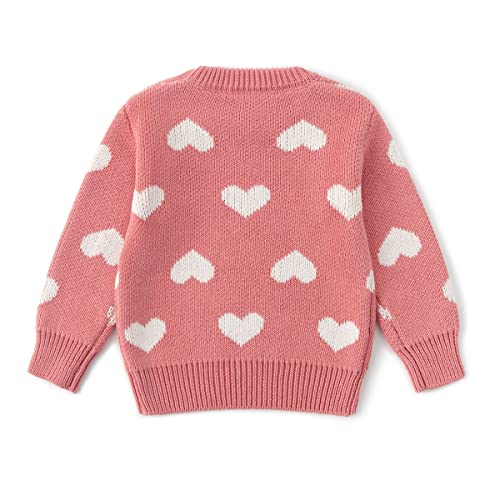 Simplee Kids Baby Girls' Valentine's Sweater Pink Pullover Coat Cotton Sweater Patterns To Knit Heart For Autumn Fall And Winter 3-6 Months #TOP1