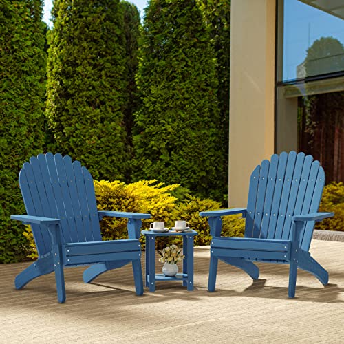 Dwvo Deluxe Oversized Adirondack Chair, Weather Resistant Poly Resin Fire Pits Chair, Wood Grain Polystyrene Outdoor Chairs For Patio Pool Deck Lawn And Garden, Navy Blue #TOP7