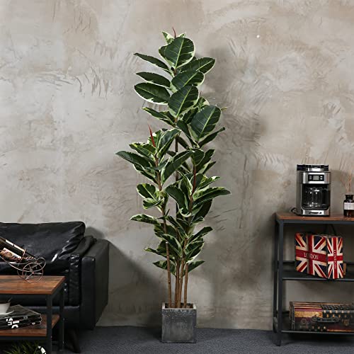 Floworld Artificial Rubber Tree Plant 6Ft Tall Faux Ficus Tree Potted Fake Tropical Plants Decorative House Plants Large Floor Plants Artificial Trees For Home Office Store Room Decor #TOP5