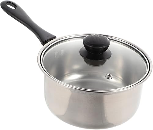 Miniatura 7 de DECHOUS 3 juegos de ollas de acero inoxidable para saltear sartenes con tapa, olla de sopa de metal antiadherente, sartén para leche, mini olla de