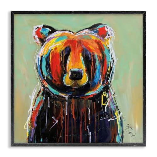 Abstract Bear Rustic Lodge, 24 x 24 Inch Framed Giclée Print