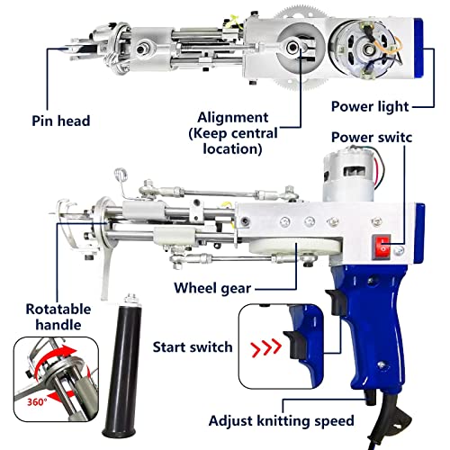 Blbo Tufting Gun,Cut Pile And Loop Pile 2In1 Dual-Use Rug Gun Rug Making Kit,Embroidery Machine Punch Needle Kit ​Diy Efficient Hand-Held Knitting Machine 5-45 Stitches/Sec(Tufting Gun Kit Adjustable) #TOP3