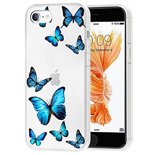 Image of Vavies Case for iPhone 6S Plus Case, iPhone 6 Plus Case for Girls Women, Slim Shockproof Clear Pattern Soft Flexible TPU Back Phone Protective Cover Cases for iPhone 6 Plus/ 6S Plus (Blue Butterfly)