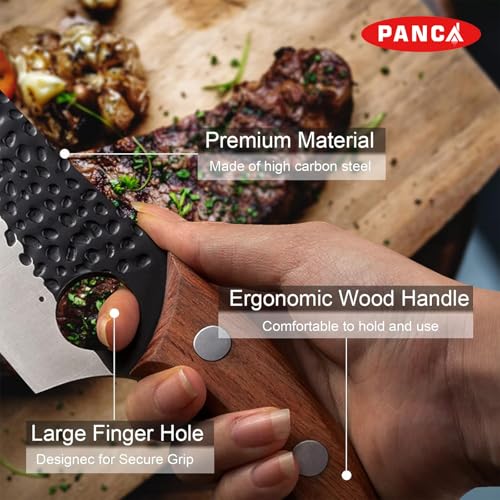 Image of PANCA Premium 8 Inch Chef's Knife - Ultra Sharp High Carbon German Stainless Steel Blade | Ergonomic Wooden Handle | Forged Knife for Meat, Vegetables & Home Kitchen