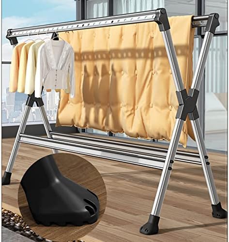 Foldable Clothes Drying Rack Aluminium Folding Drying Rack,Tall Metal Foldable Laundry Clothes Drying Rack Stand,Silicone Feet,Retractable Drying Rod, Collapsible Portab